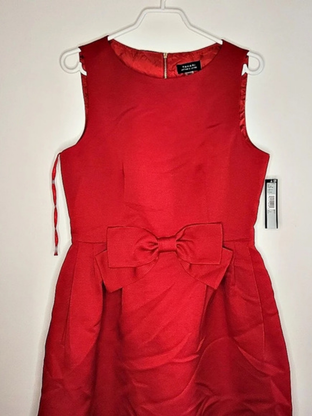NWT Tahari Arthur S. Levine Red Mini Dress Bow Front Fit & Flare Size 10